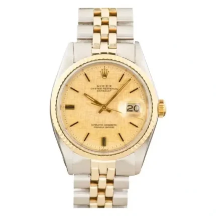 Rolex 1601 36mm Champagne Linen Dial Two-Tone Jubilee Watch