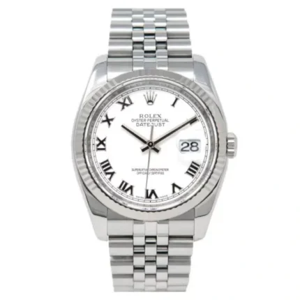 Rolex Datejust 116234 Steel & White Gold Jubilee 36mm White Roman Dial Watch