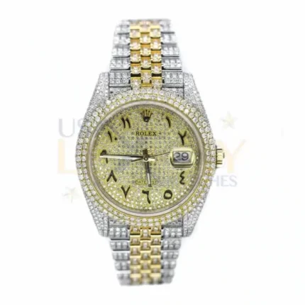 Rolex Datejust 126333 Two-Tone Steel and Yellow Gold Aftermarket Iced Out Diamond Jubilee Watch