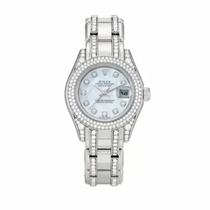 Rolex Pearlmaster 80359 Mother of Pearl Dial White Gold Diamond 29mm Watch